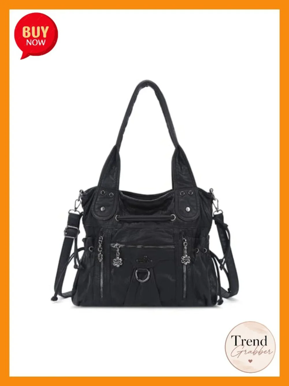 Women's Hobo Shoulder Bag Faux Leather Roomy Tote with Crossbody Strap